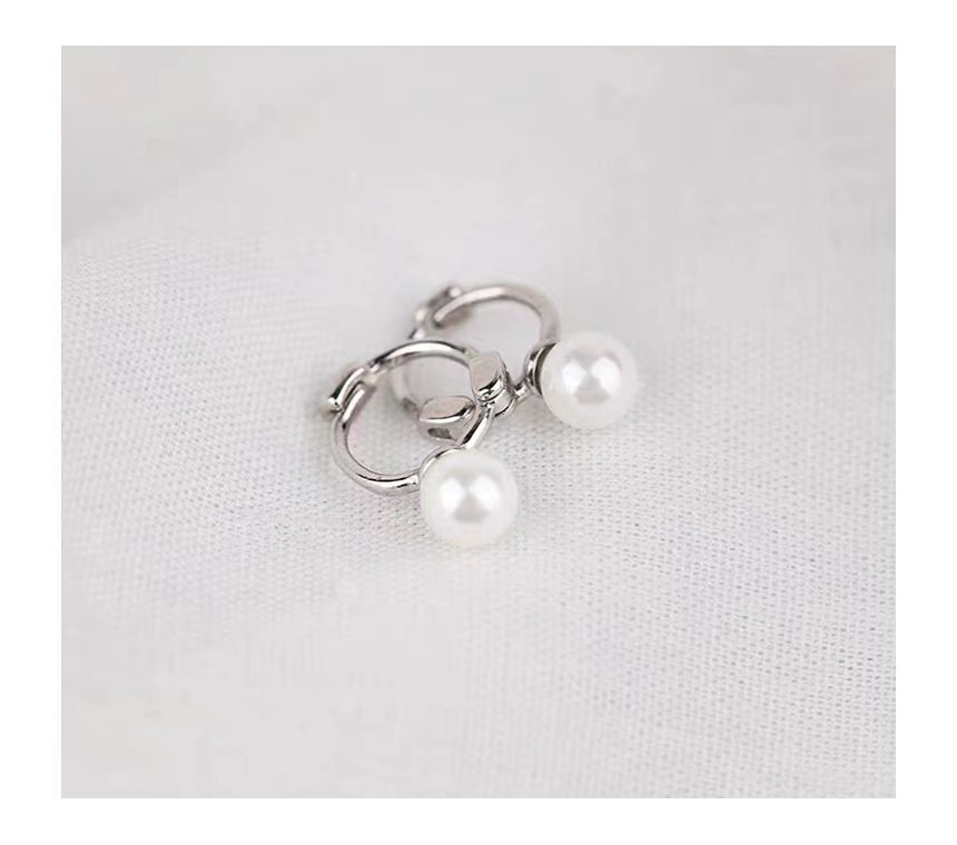 Earring Silver Pearl Sterling Faux Huggie