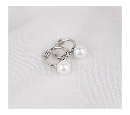 Earring Silver Pearl Sterling Faux Huggie
