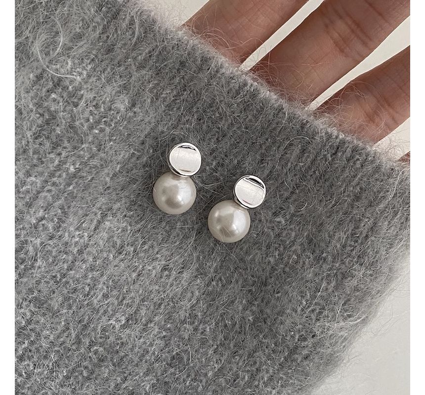 Silver Sterling Drop Earring Pearl Faux