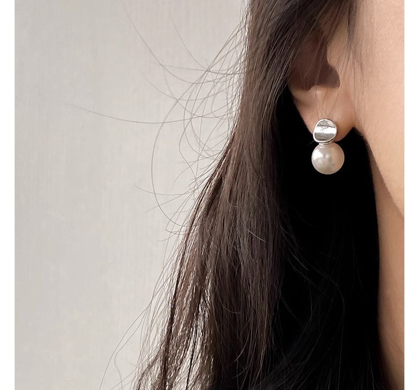 Silver Sterling Drop Earring Pearl Faux