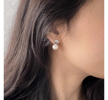 Silver Sterling Drop Earring Pearl Faux