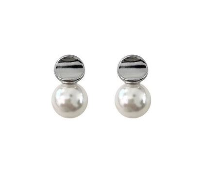 Silver Sterling Drop Earring Pearl Faux
