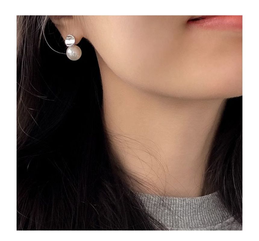 Silver Sterling Drop Earring Pearl Faux