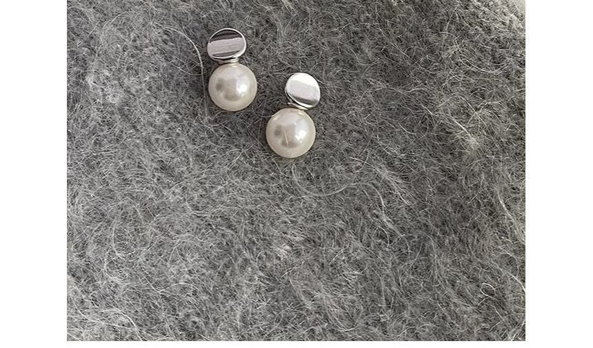 Silver Sterling Drop Earring Pearl Faux