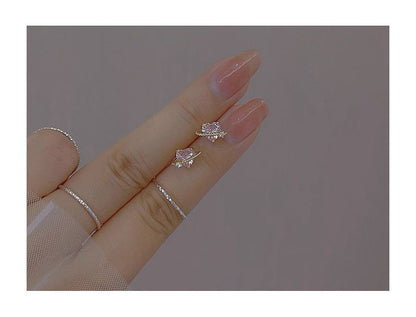 Planet Rhinestone Heart Sterling Earring Silver Stud