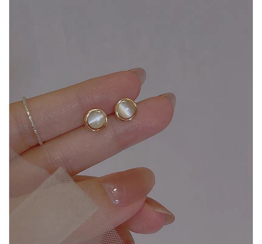Cat Earring Eye Stud Stone Faux Alloy