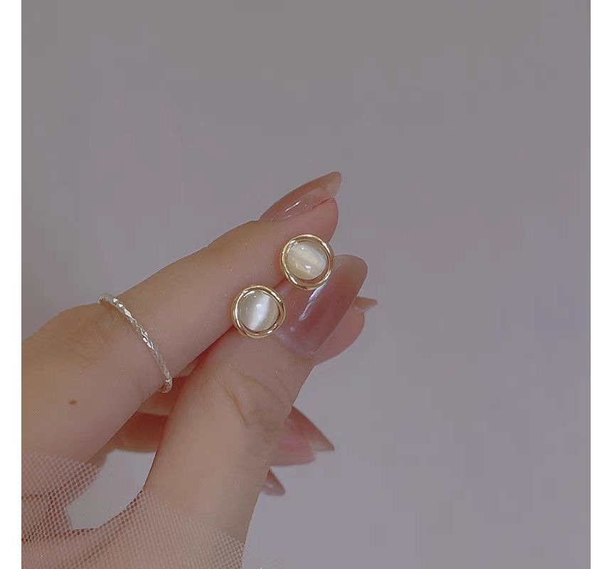 Cat Earring Eye Stud Stone Faux Alloy