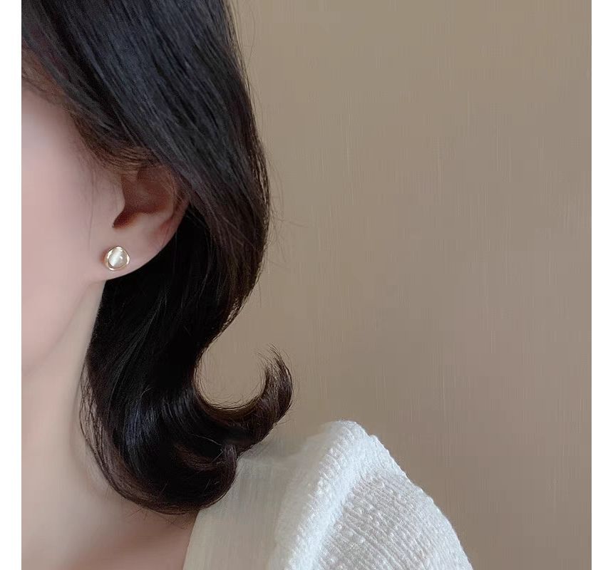 Cat Earring Eye Stud Stone Faux Alloy
