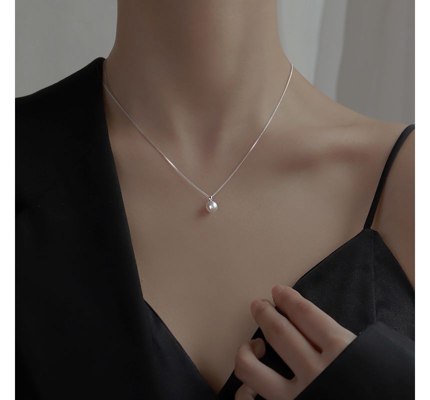 Necklace Pearl Faux Pendant Alloy