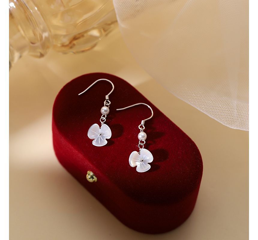 Dangle Acrylic Faux Pearl Earring Floral Alloy