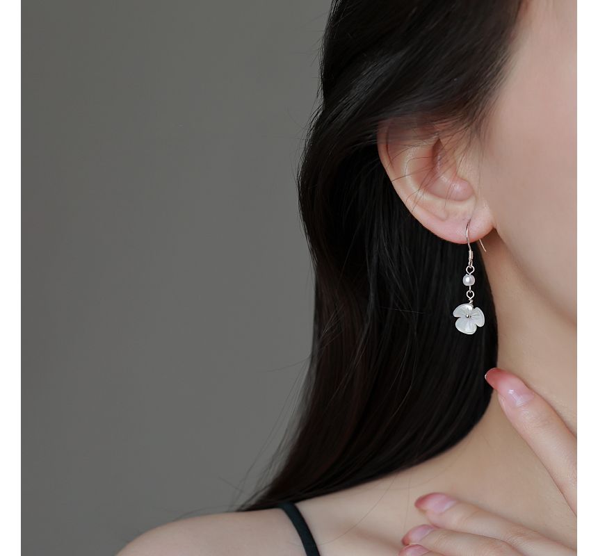 Dangle Acrylic Faux Pearl Earring Floral Alloy
