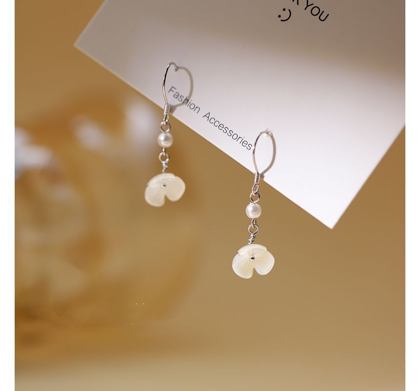 Dangle Acrylic Faux Pearl Earring Floral Alloy