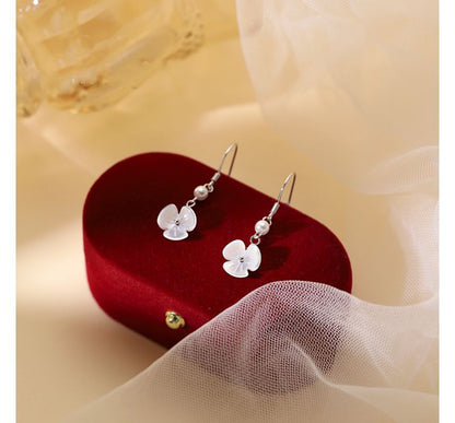 Dangle Acrylic Faux Pearl Earring Floral Alloy