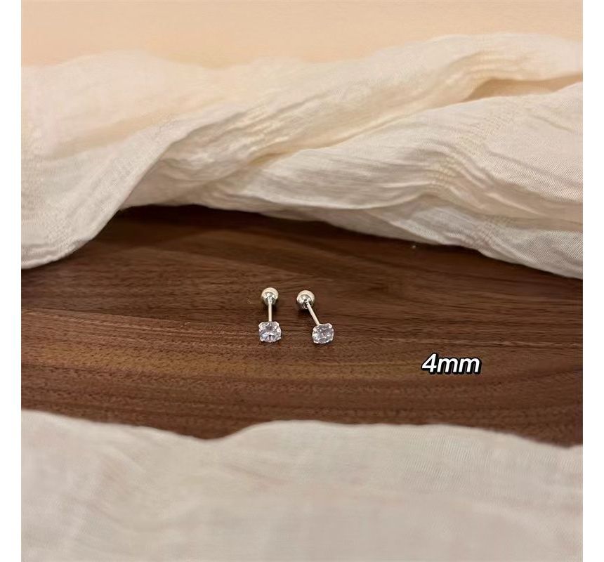 Sterling (Various Rhinestone Earring Silver Designs) Barbell