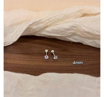 Sterling (Various Rhinestone Earring Silver Designs) Barbell
