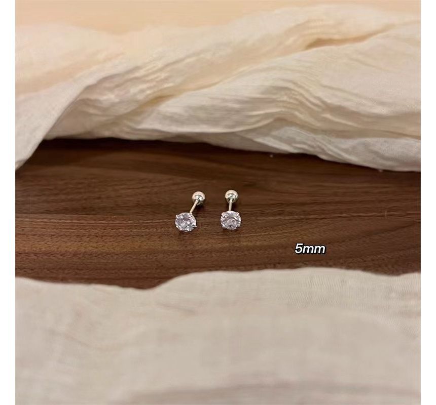 Sterling (Various Rhinestone Earring Silver Designs) Barbell