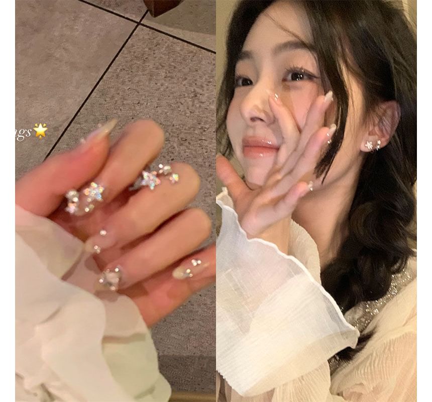 Pearl Cuff Star Faux Ear Alloy Rhinestone
