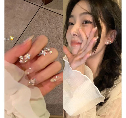 Pearl Cuff Star Faux Ear Alloy Rhinestone