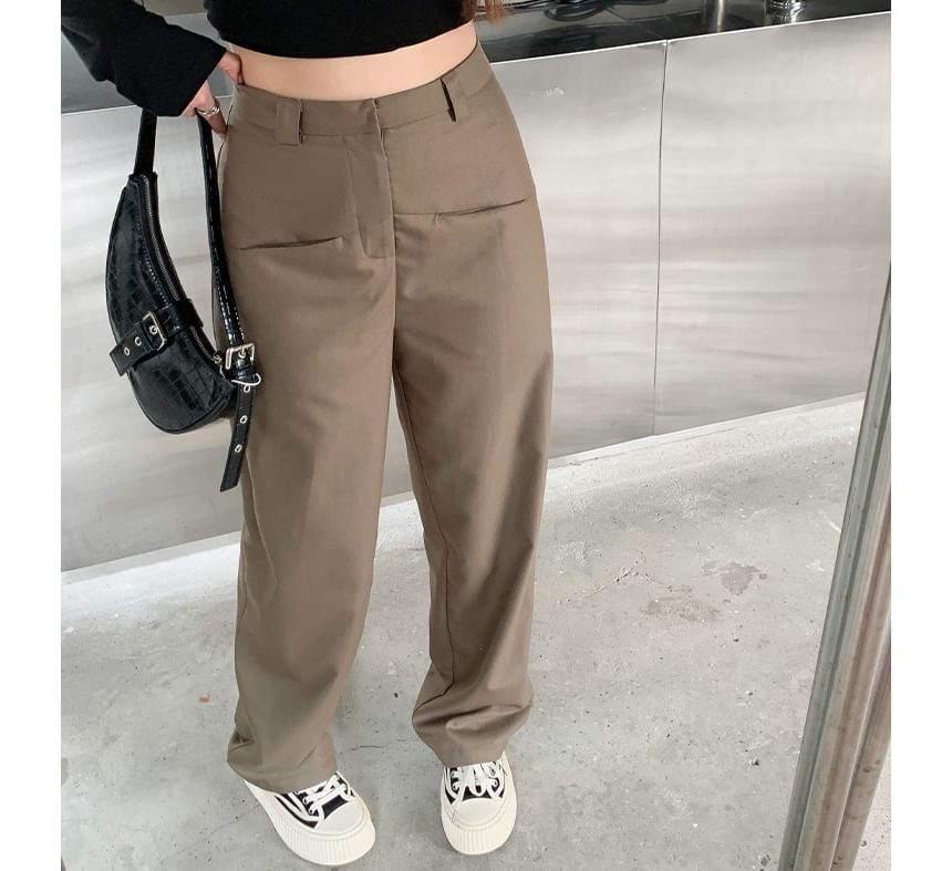 High Waist Plain Loose Fit Slacks
