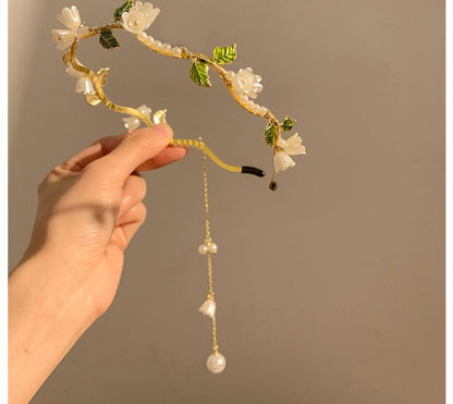 Faux Pearl Headband Floral