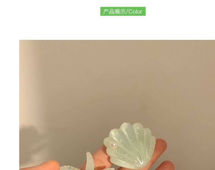 Faux Hair Shell Clip Pearl Starfish / Resin