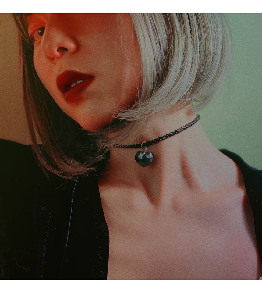 Heart Pendant Cord Choker