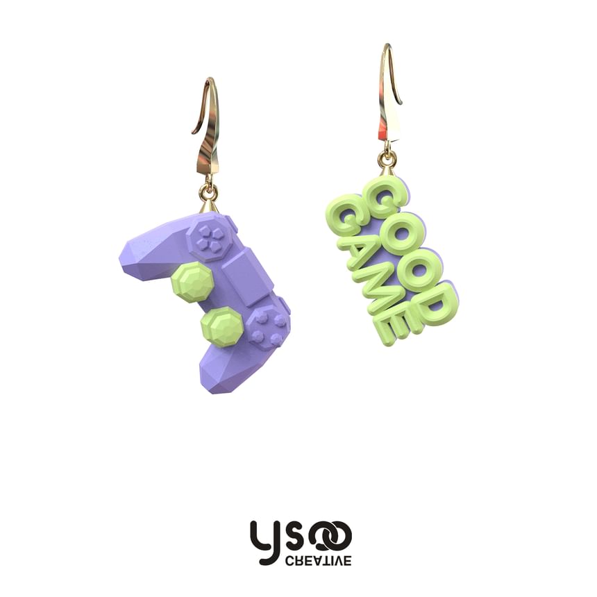 Drop Asymmetrical Cuff Clip-On Gamepad / Ear Earring Lettering