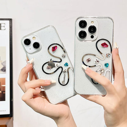 Floral Case Rhinestone Phone