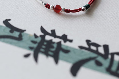 Bead Sterling String Silver Agate Bracelet