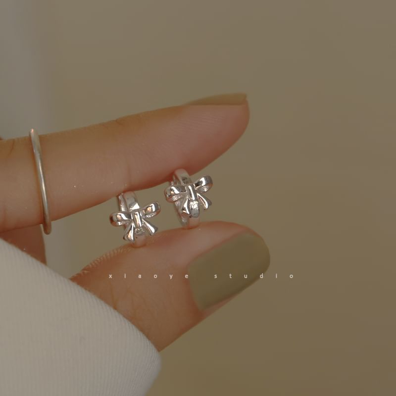 Bow Huggie Silver Sterling Earring