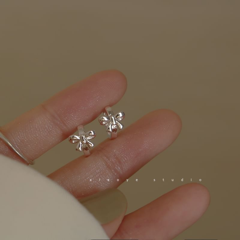 Bow Huggie Silver Sterling Earring