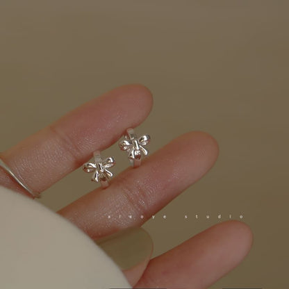Bow Huggie Silver Sterling Earring