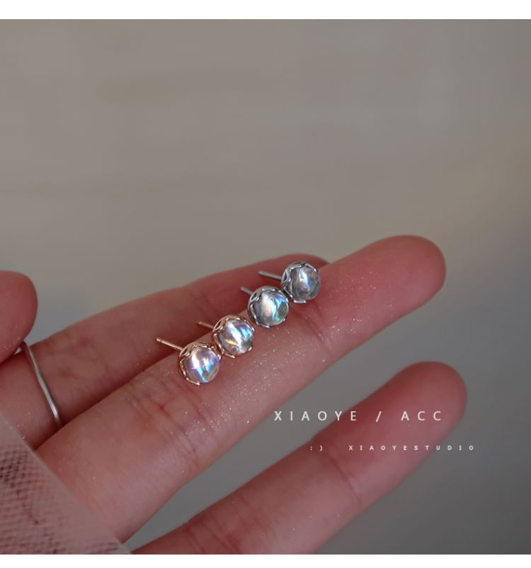 Stud Faux Earring Silver Sterling Gemstone