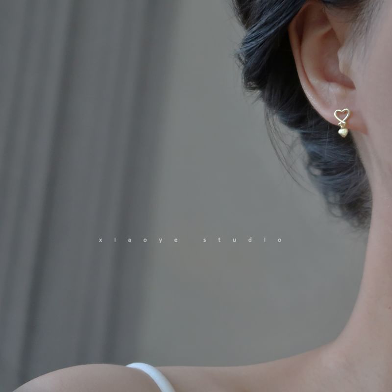 Silver Sterling Drop Earring Heart