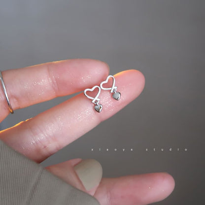 Silver Sterling Drop Earring Heart