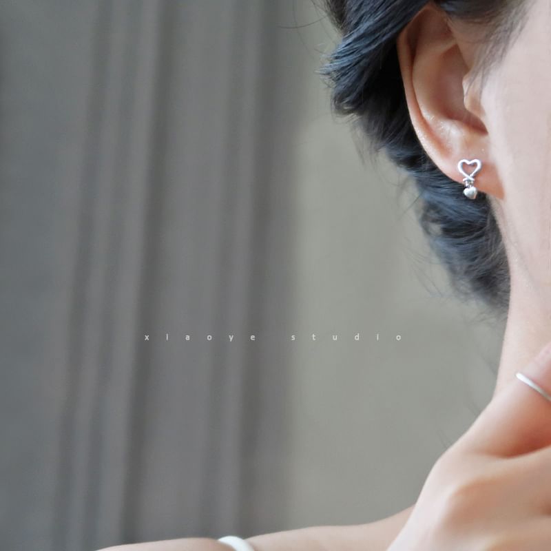 Silver Sterling Drop Earring Heart