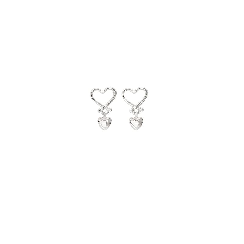 Silver Sterling Drop Earring Heart