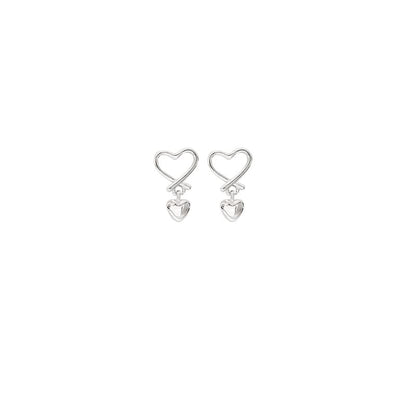 Silver Sterling Drop Earring Heart