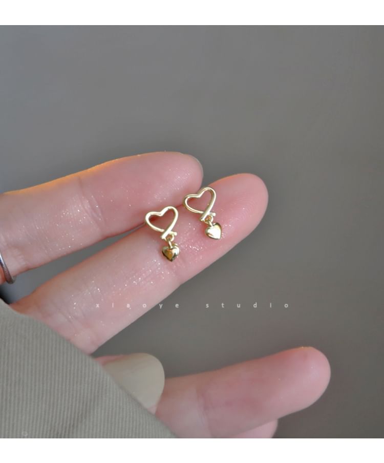 Silver Sterling Drop Earring Heart