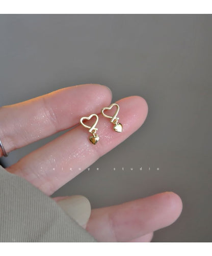 Silver Sterling Drop Earring Heart