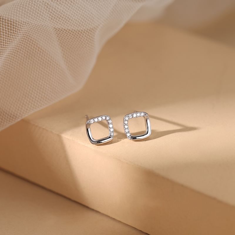 Stud Rhinestone Sterling Geometric Silver (Various Designs) Earring