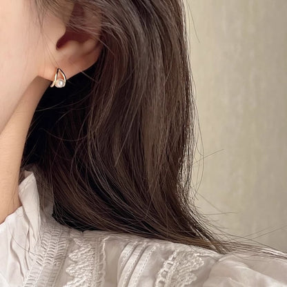 Earring Pearl Sterling Stud Faux Silver