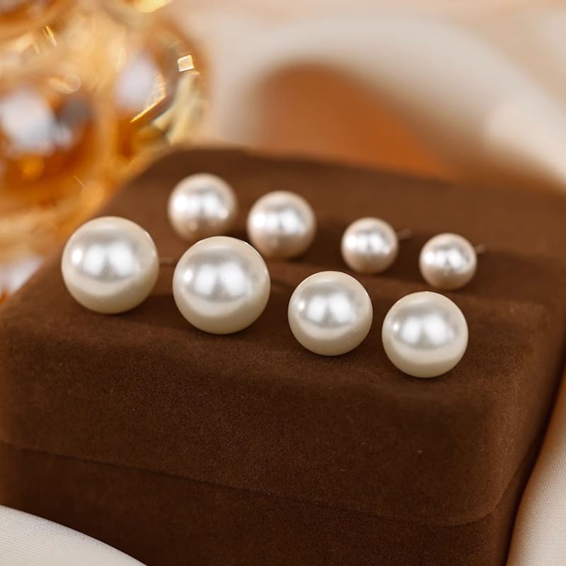 Silver Earring Faux Pearl Sterling Stud
