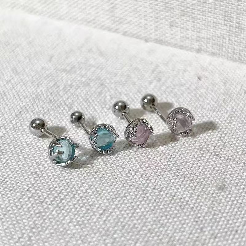 Faux Gemstone Earring Sterling Silver Barbell
