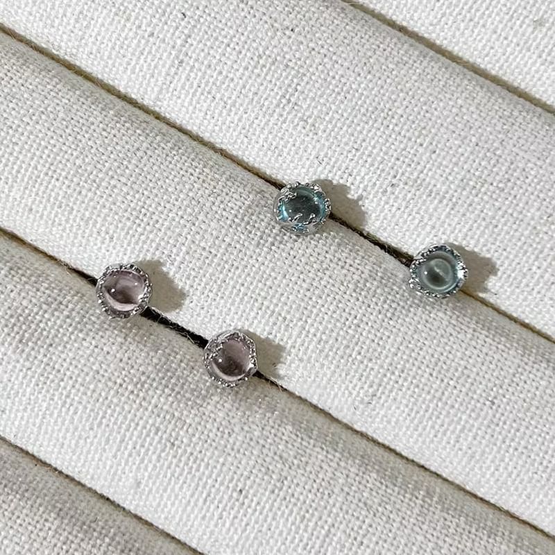 Faux Gemstone Earring Sterling Silver Barbell