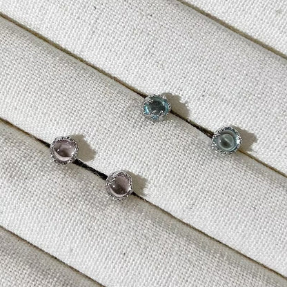 Faux Gemstone Earring Sterling Silver Barbell