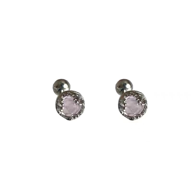 Faux Gemstone Earring Sterling Silver Barbell