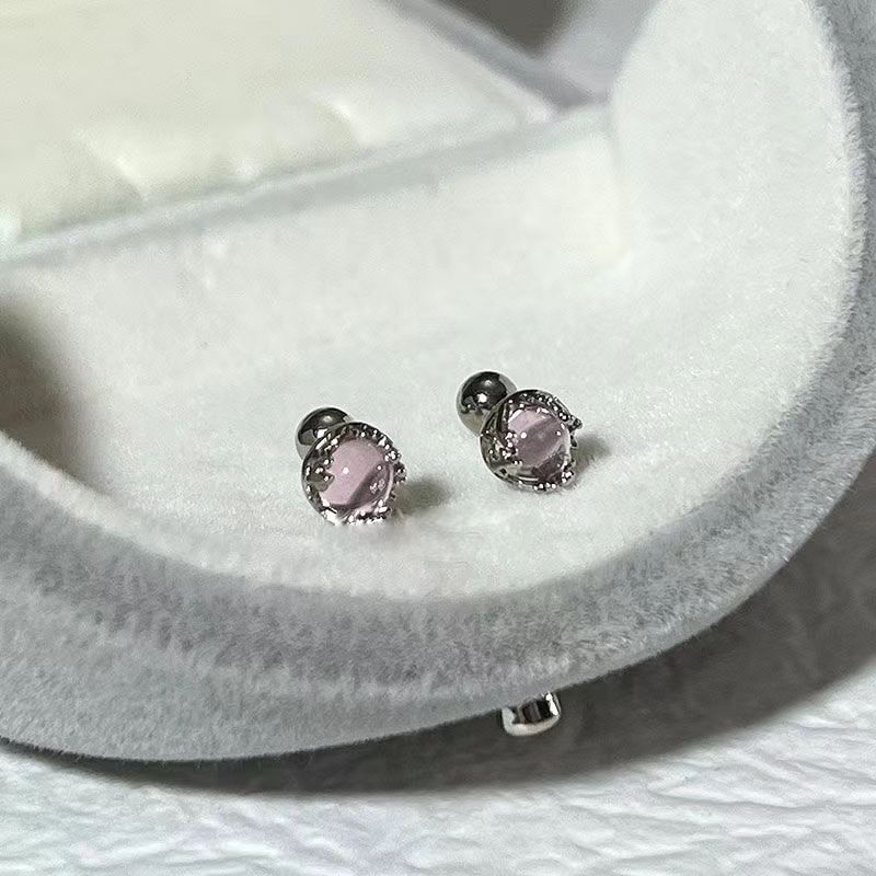 Faux Gemstone Earring Sterling Silver Barbell