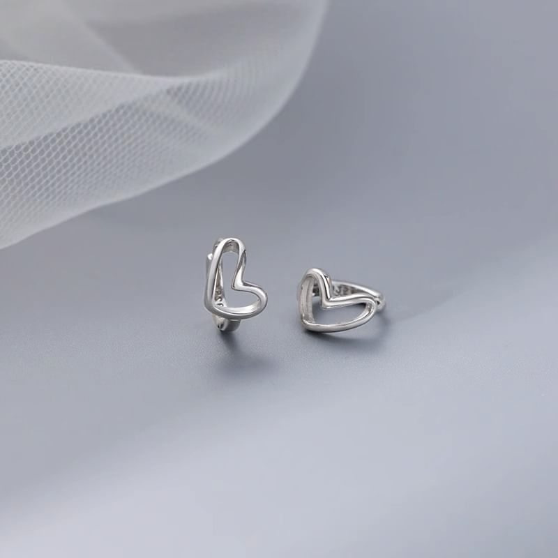 Heart Huggie Earring Sterling Silver