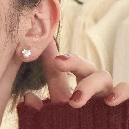 Silver Barbell Sterling Bow Earring Pearl Faux